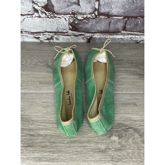London Sole Green Leather Animal Print FRANCE Ballet Flats Women Sz 39EU/8.5M US - Picture 5 of 16